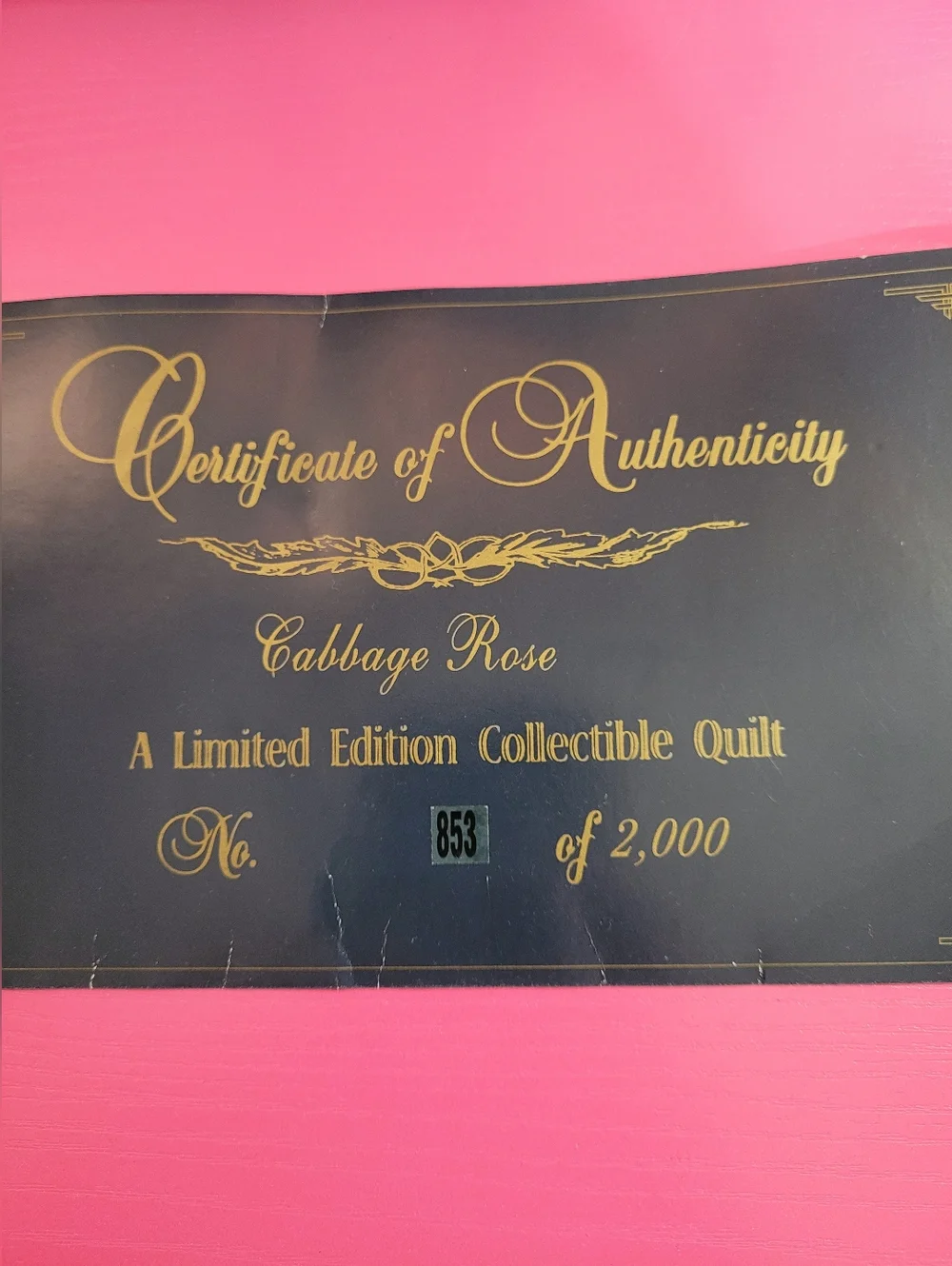 Cabbage Rose Limited Edition Collectible Quilt 853/2000 Throw Size (0700)